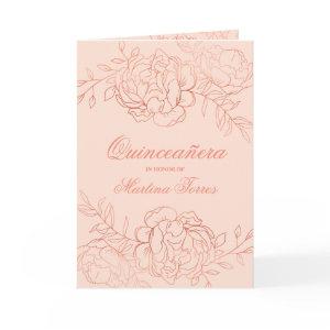 Graceful Rose Gold & Blush Pink Floral Quinceanera