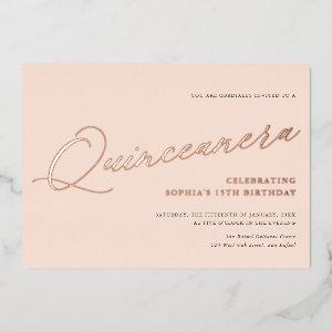 Graceful Script Quinceañera Birthday Party REAL Foil
