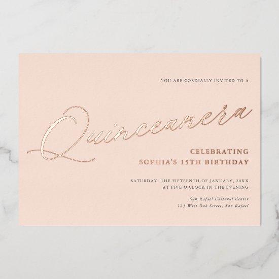 Graceful Script Quinceañera Birthday Party REAL Foil