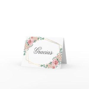 GRACIAS por venir Pink Spanish Quinceañera Quince Thank You Card