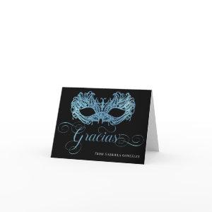 Gracias Sparkling Blue Quinceanera Thank You Card