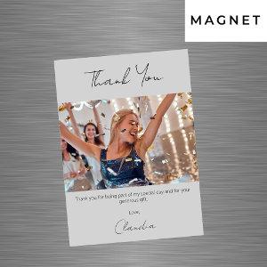 Gray photo thank you magnet card