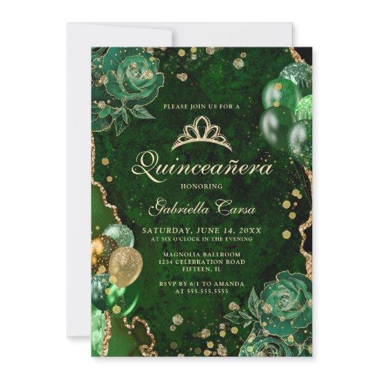 Gree Gold Floral Agate Photo Quinceanera