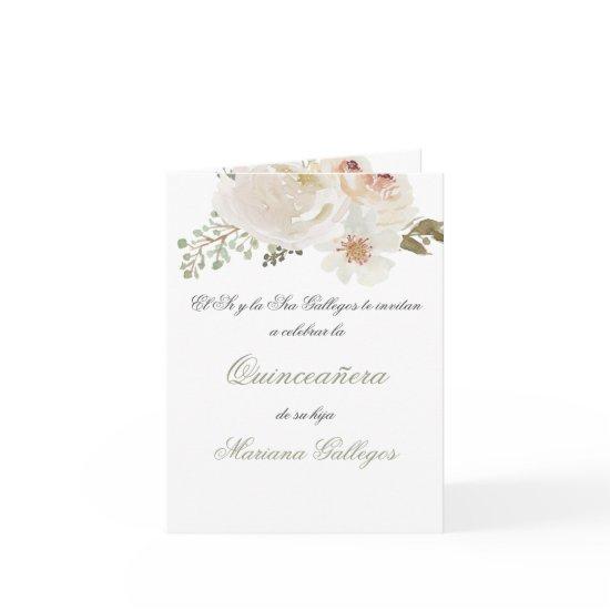 Green and white flower Quinceanera