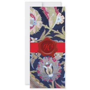 GREEN & BLACK BLUE DAMASK, RED WAX SEAL MONOGRAM