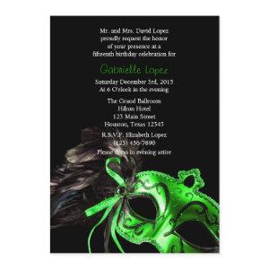 Green Black Masquerade Quinceanera Ball