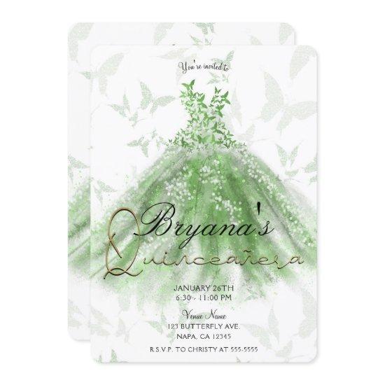 Green Butterfly Dance Dress Quinceañera Party