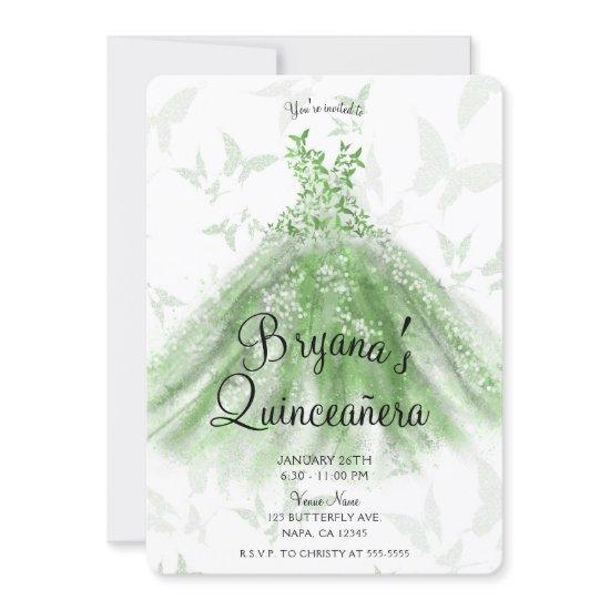 Green Butterfly Dance Dress Quinceañera Party