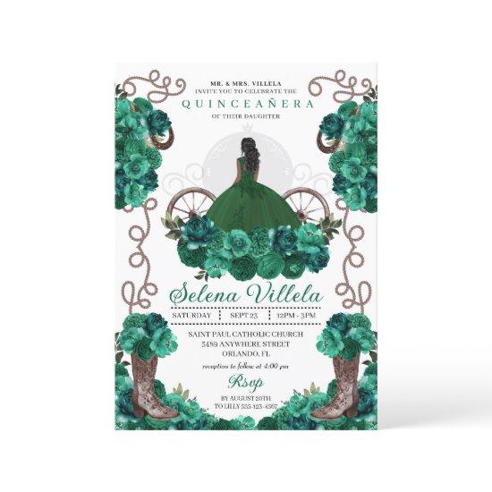 Green Charra Princess Cowgirl Boots Quinceañera