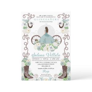 Green Cinderella Carriage Western Quinceañera