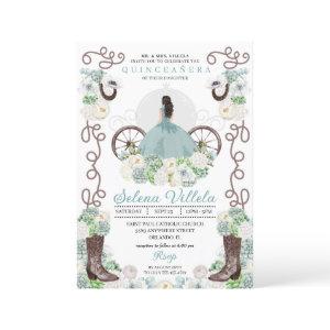 Green Cinderella Carriage Western Quinceañera