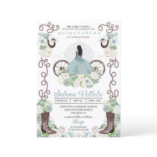 Green Cinderella Carriage Western Quinceañera