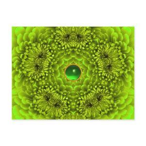 GREEN DAHLIA AND EMERALD GEMSTONE Floral Postcard