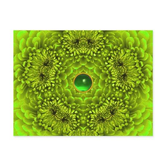 GREEN DAHLIA AND EMERALD GEMSTONE Floral Postcard
