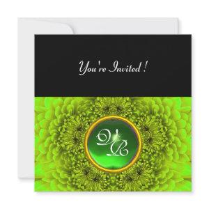 GREEN DAHLIA,EMERALD,Bright Green ,Black Party