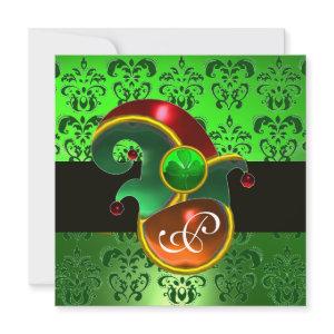 GREEN DAMASK ,ELF HAT ST.PATRICK'S  PARTY MONOGRAM