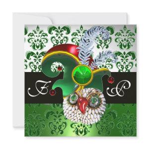 GREEN DAMASK ,JEWEL OWL ,ELF HAT,DIAMOND  FEATHERS