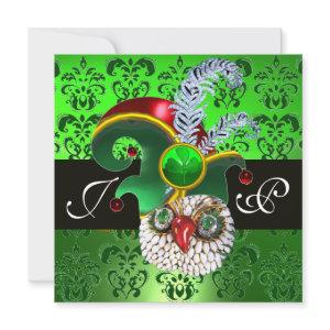 GREEN DAMASK ,JEWEL OWL ,ELF HAT,DIAMOND  FEATHERS