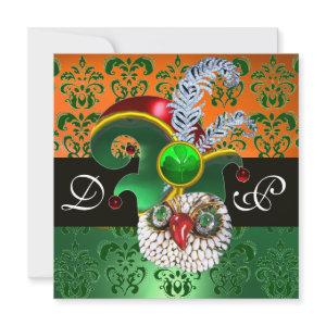 GREEN DAMASK ,JEWEL OWL ,ELF HAT,DIAMOND  FEATHERS