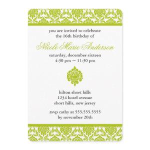 Green Damask Sweet Sixteen Birthday