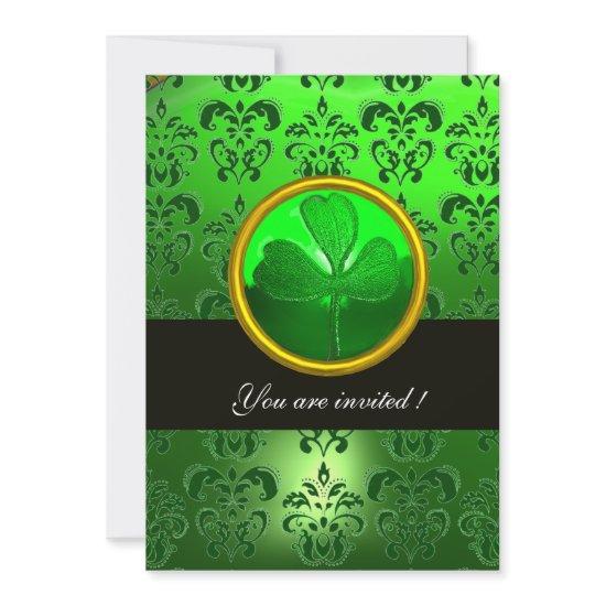 GREEN DAMASK WITH SHAMROCK ,black