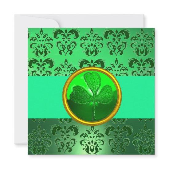 GREEN DAMASK WITH SHAMROCK ,black