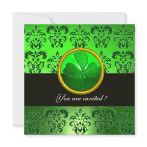 GREEN DAMASK WITH SHAMROCK ,black
