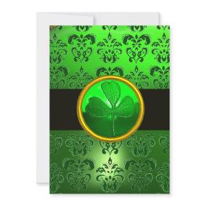 GREEN DAMASK WITH SHAMROCK ,black