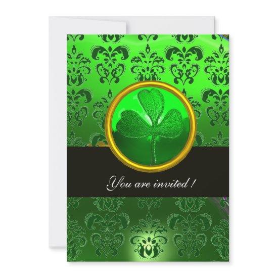 GREEN DAMASK WITH SHAMROCK ,black