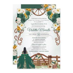 Green Elegant Rustic Western Charro Quinceanera