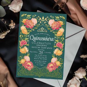 Green Enchanted Garden Floral Quinceanera
