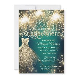 Green fancy firework gold sparkle dress