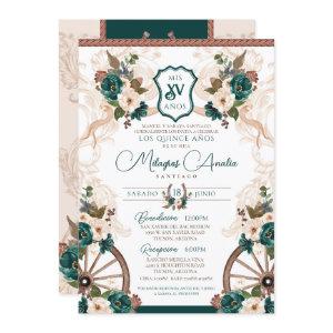 Green Floral Elegant Charro Western Quinceanera