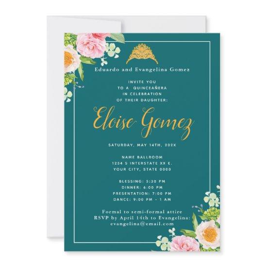 Green Floral Spring Quinceanera