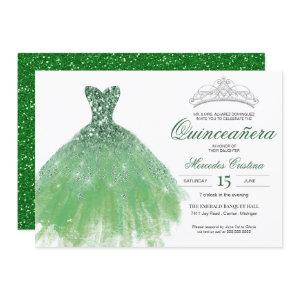 Green Glitter Glam Gown Quinceañera