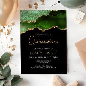 Green Gold Agate Geode Quinceañera
