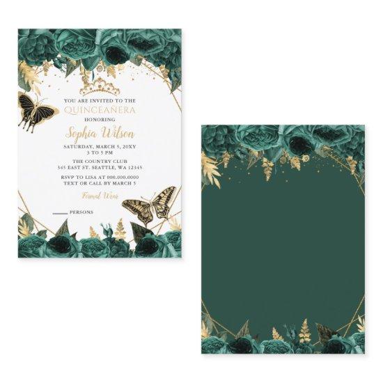 Green Gold Butterfly Quinceañera Mini
