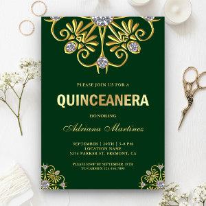 Green Gold Diamond Mandala Quinceanera