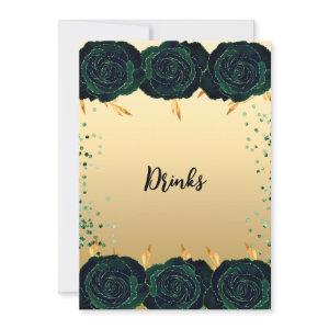 Green gold roses flowers drinks beverage card