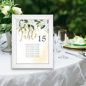 Green Gold White Peony Rose Floral Seating Chart