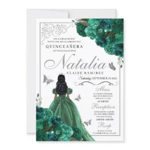 Green Mis Quince Anos Princess Dress Butterflies