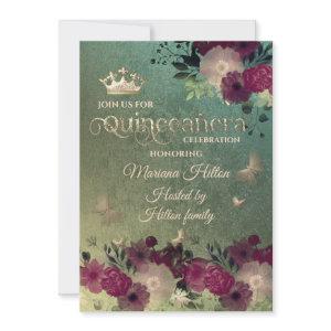 Green ombre butterfly floral garden Quinceañera