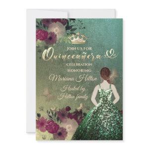 Green ombre butterfly floral garden Quinceañera