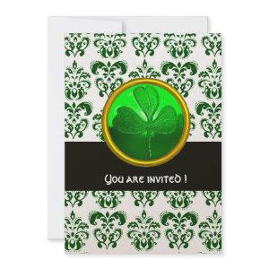 GREEN  ORANGE DAMASK WITH SHAMROCK Black White