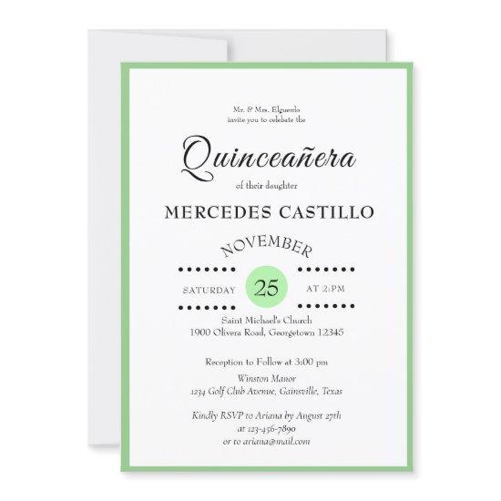 Green Outlined Quinceañera