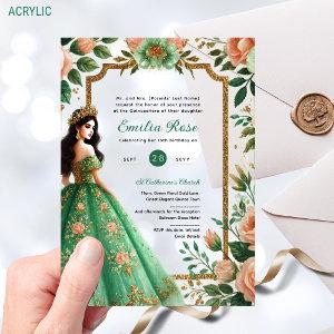 Green Peach Quinceañera Emerald Dress Mis Quince Acrylic