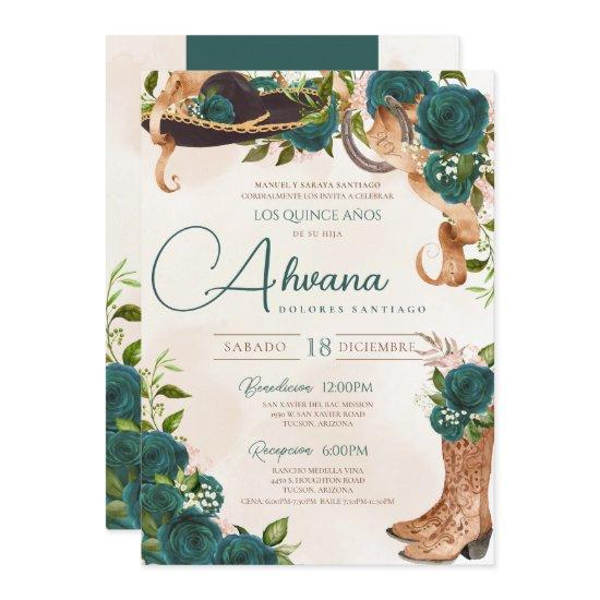 Green Quinceanera Roses Vintage Charro Western