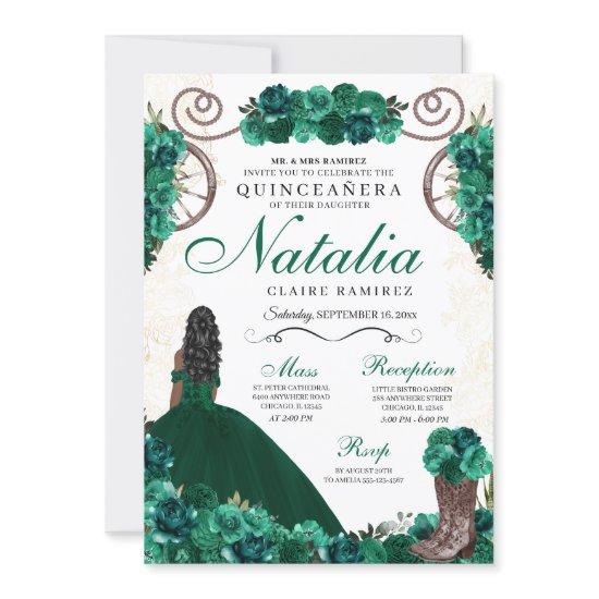 Green Ranchero Princess Dress Quinceanera