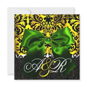 GREEN RIBBON GOLD YELLOW  BLACK  DAMASK MONOGRAM