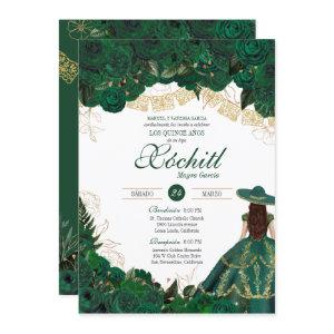 Green Roses Elegant Emerald Charro Quinceanera